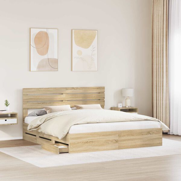 vidaXL Estructura de cama Roble Sonoma 180 x 200 cm Madera Ingenieril
