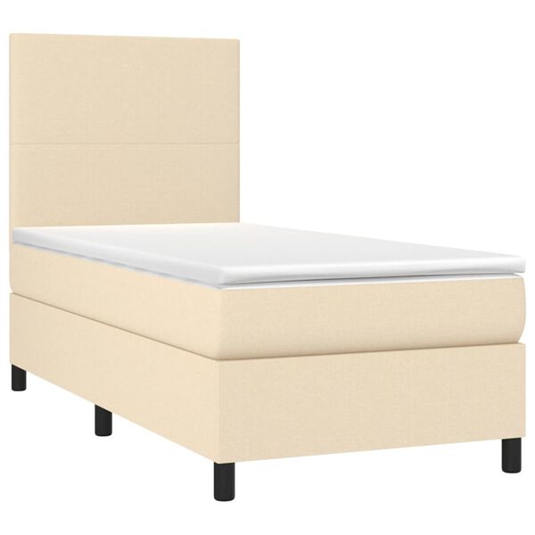 vidaXL Cama box spring con colch&oacute;n tela color crema 80x200 cm