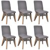 vidaXL Sillas de comedor 6 uds tela gris y madera maciza de roble