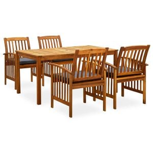 vidaXL Set comedor de jard&iacute;n 5 pzas y cojines madera maciza de acacia