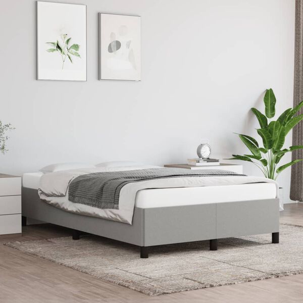 vidaXL Estructura de cama sin colch&oacute;n tela gris claro 120x190 cm