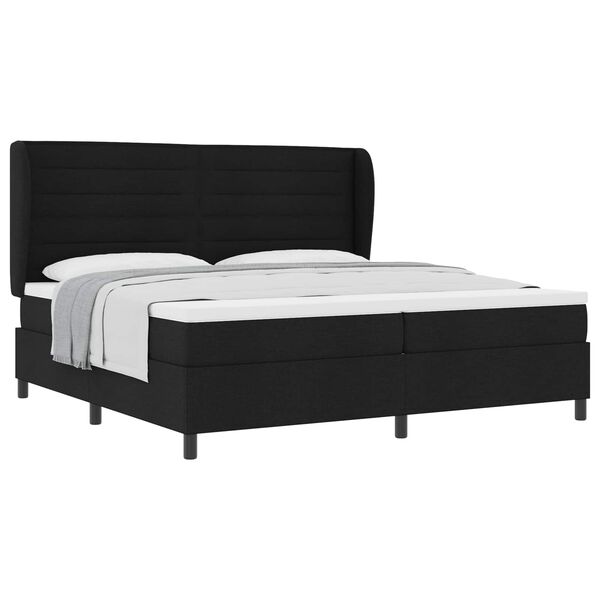 vidaXL Cama tipo Box Spring con colch&oacute;n Negro 200 x 200 cm tela