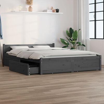 vidaXL Estructura de cama con cajones gris 160x200 cm