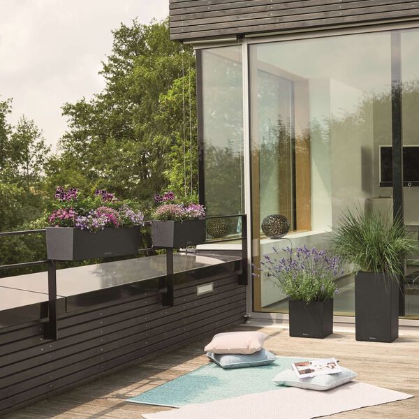 LECHUZA Jardinera BALCONERA Stone 50 ALL-IN-ONE negro