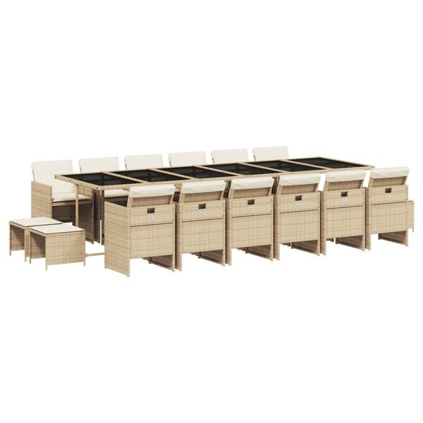 vidaXL Set comedor de jard&iacute;n 17 pzas con cojines rat&aacute;n sint&eacute;tico beige