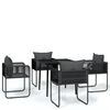 vidaXL Juego de comedor para jard&iacute;n 5 piezas negro