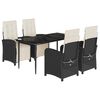 vidaXL Set de muebles jard&iacute;n 5 pzas con cojines rat&aacute;n sint&eacute;tico negro