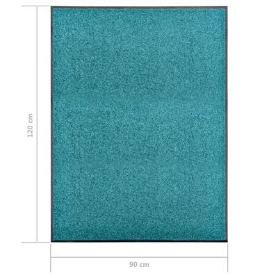 vidaXL Felpudo lavable azul cian 90x120 cm