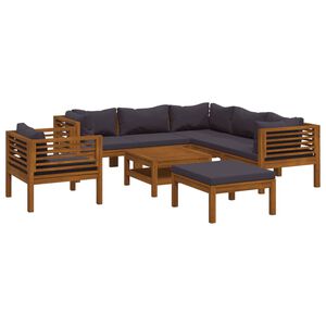 vidaXL Muebles de jard&iacute;n 8 pzas cojines madera maciza de acacia
