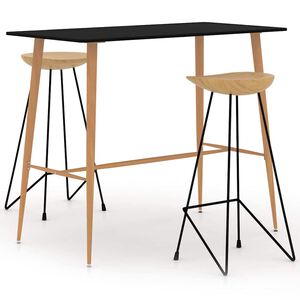 vidaXL Juego de mesa alta y taburetes de bar 3 piezas negro