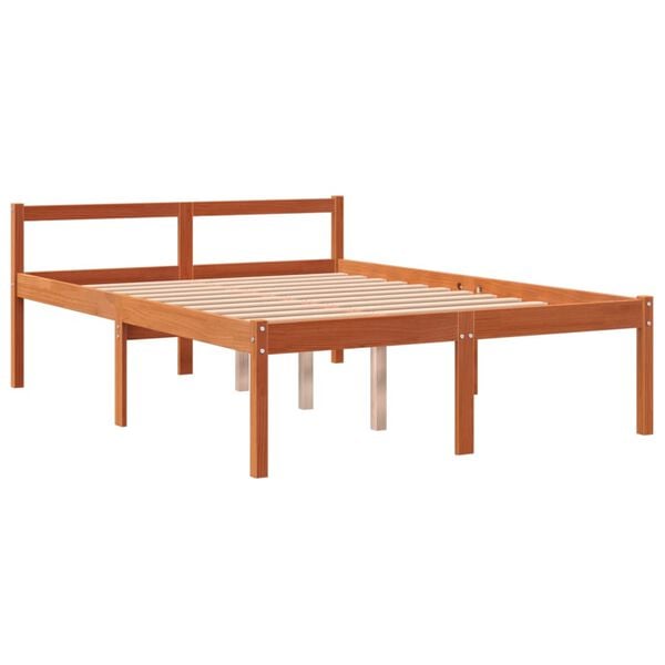 vidaXL Cama para mayores madera maciza de pino marr&oacute;n cera 140x190 cm