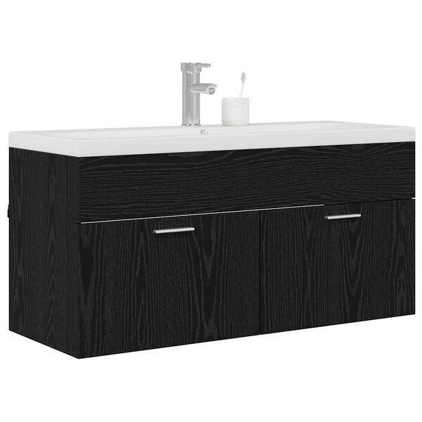 vidaXL Mueble de Cuarto de Ba&ntilde;o Roble Negro 100 x 38,5 x 46 cm