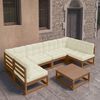 vidaXL Set de muebles de jard&iacute;n 7 pzs cojines madera pino marr&oacute;n miel