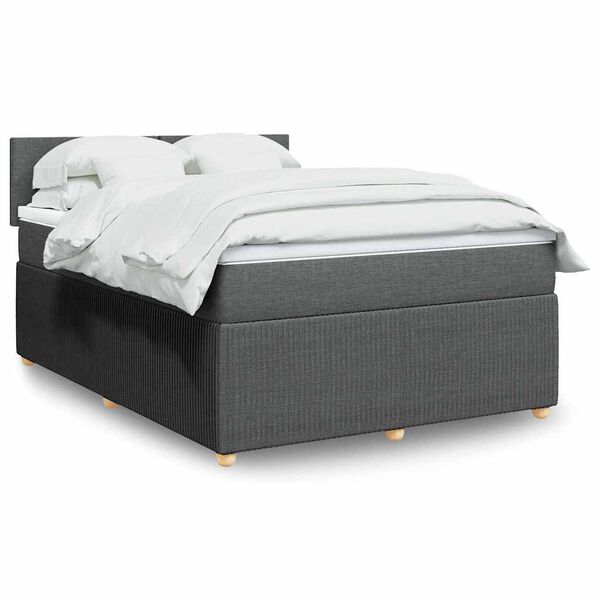 vidaXL Cama box spring con colch&oacute;n tela gris oscuro 140x190 cm