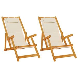 vidaXL Silla de playa 2 uds. Marr&oacute;n Madera de Acacia S&oacute;lida