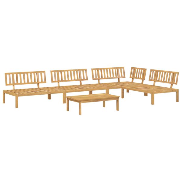 vidaXL Juego de Sof&aacute; con coj&iacute;n 5 pcs Beige Madera de Acacia S&oacute;lida