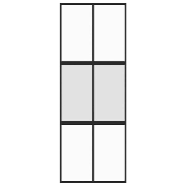 vidaXL Puerta corredera vidrio templado y aluminio negra 76x205 cm