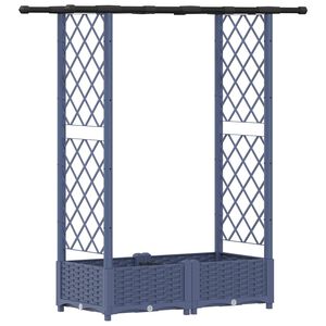 vidaXL Cama elevada con trellis y techo Gris 122,5 x 40 x 121 cm PP
