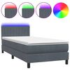 vidaXL Cama box spring con colch&oacute;n y LED terciopelo gris oscuro 100x220 cm