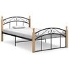 vidaXL Estructura cama sin colch&oacute;n metal madera roble negro 120x200 cm