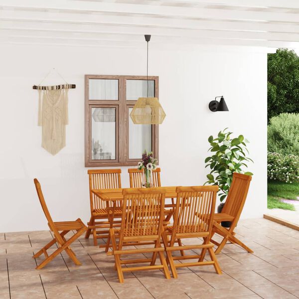 vidaXL Conjunto de comedor de jard&iacute;n 7 piezas madera maciza de teca
