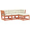 vidaXL Set muebles jard&iacute;n 4 pzas con cojines madera pino marr&oacute;n cera