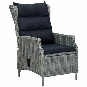 vidaXL Sill&oacute;n reclinable de jard&iacute;n cojines rat&aacute;n sint&eacute;tico gris claro