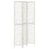 vidaXL Biombo separador de 3 paneles madera maciza Paulownia blanco