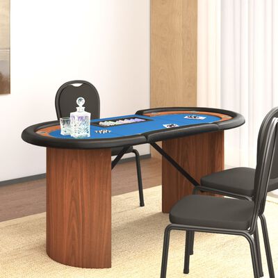 vidaXL Mesa de póquer 10 jugadores bandeja fichas azul 160x80x75 cm