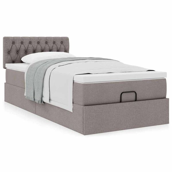 vidaXL Cama otomana con colch&oacute;n tela gris pardo 100x200 cm