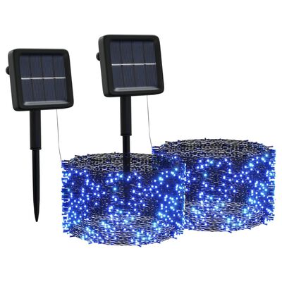 vidaXL Tiras de luces solares LED 2 uds azul interior/exterior