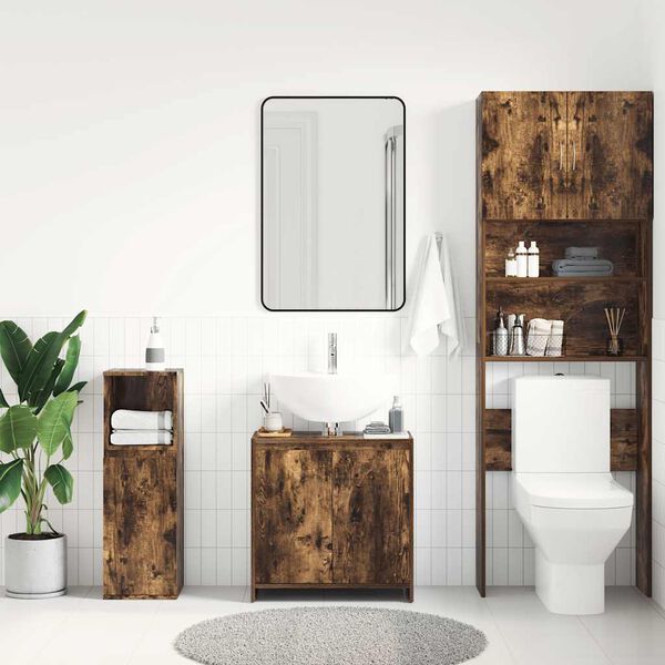 vidaXL Armario de ba&ntilde;o madera contrachapada roble ahumado 60x33x61 cm
