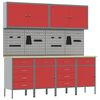 vidaXL Armario de trabajo 10 uds. Rojo Madera Ingenierizada y Acero