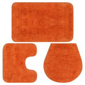 vidaXL Conjunto de alfombrillas de ba&ntilde;o de tela 3 piezas naranja