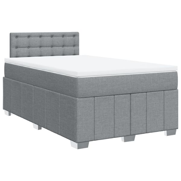 vidaXL Cama box spring con colch&oacute;n tela gris claro 120x190 cm