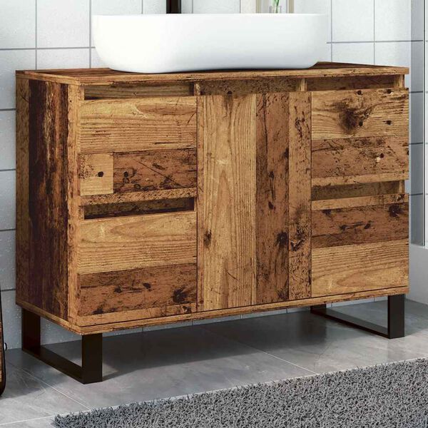 vidaXL Mueble de lavabo madera de ingenier&iacute;a envejecida 80x33x60 cm
