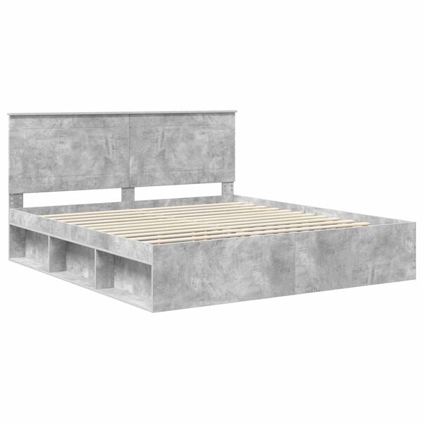 vidaXL Estructura de cama Concreto 200 x 200 cm Madera de pino macizo