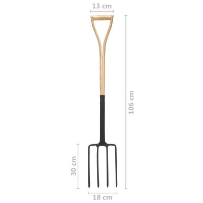vidaXL Set de herramientas de jardín 4 pzas agarre YD madera fresno
