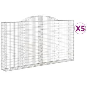 vidaXL Cestas de gaviones 5 uds forma de arco hierro 300x30x160/180 cm
