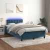 vidaXL Cama box spring colch&oacute;n y LED terciopelo azul oscuro 120x200 cm