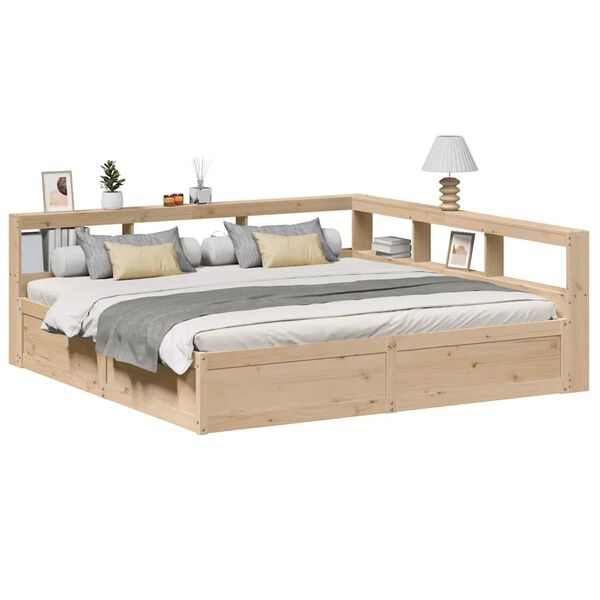 vidaXL Cama con estanter&iacute;a sin colch&oacute;n madera maciza de pino 200x200cm