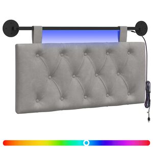 vidaXL Cabecero colgante Con luz LED Gris Claro Terciopelo