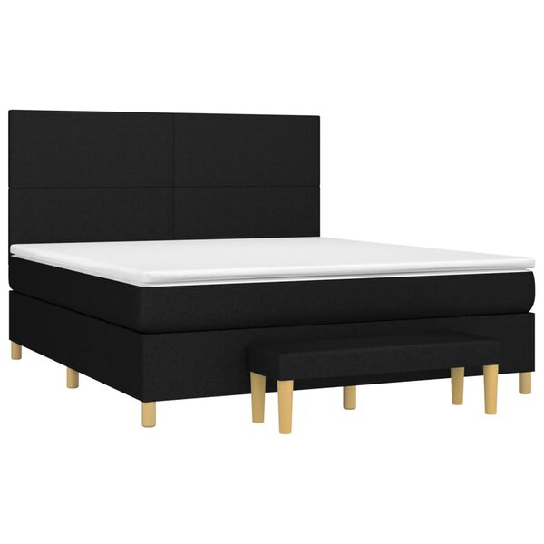vidaXL Cama box spring con colch&oacute;n tela negro 180x200 cm