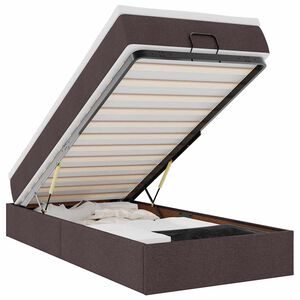 vidaXL Estructura cama otomana colch&oacute;n tela marr&oacute;n oscuro 80x200cm