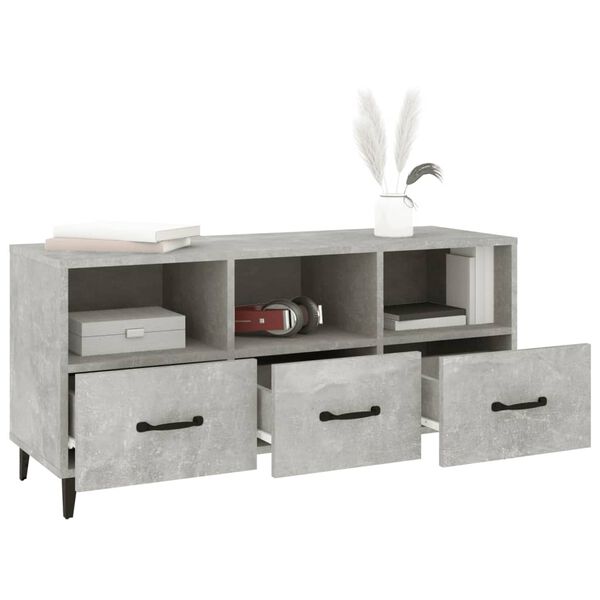 vidaXL Mueble de TV madera contrachapada gris hormigón 102x35x50 cm