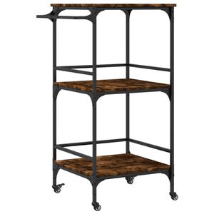 vidaXL Carrito de cocina madera ingenier&iacute;a roble ahumado 60,5x50x105cm