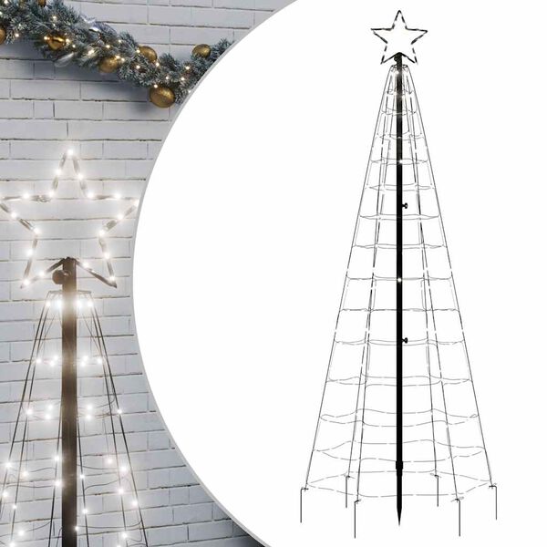 vidaXL Árbol de Navidad LED con estacas 220 LEDs blanco frío 180 cm