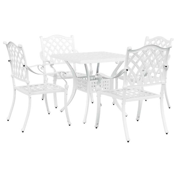 vidaXL Conjunto de mesa de jard&iacute;n 5 pcs Blanco Aluminio fundido