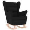 vidaXL Sill&oacute;n mecedora con taburete tela negro