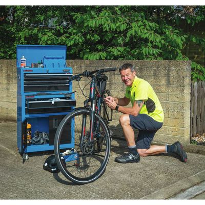 Draper Tools Armario y caja de herramientas ruedas azul 61,6x33x99,8cm